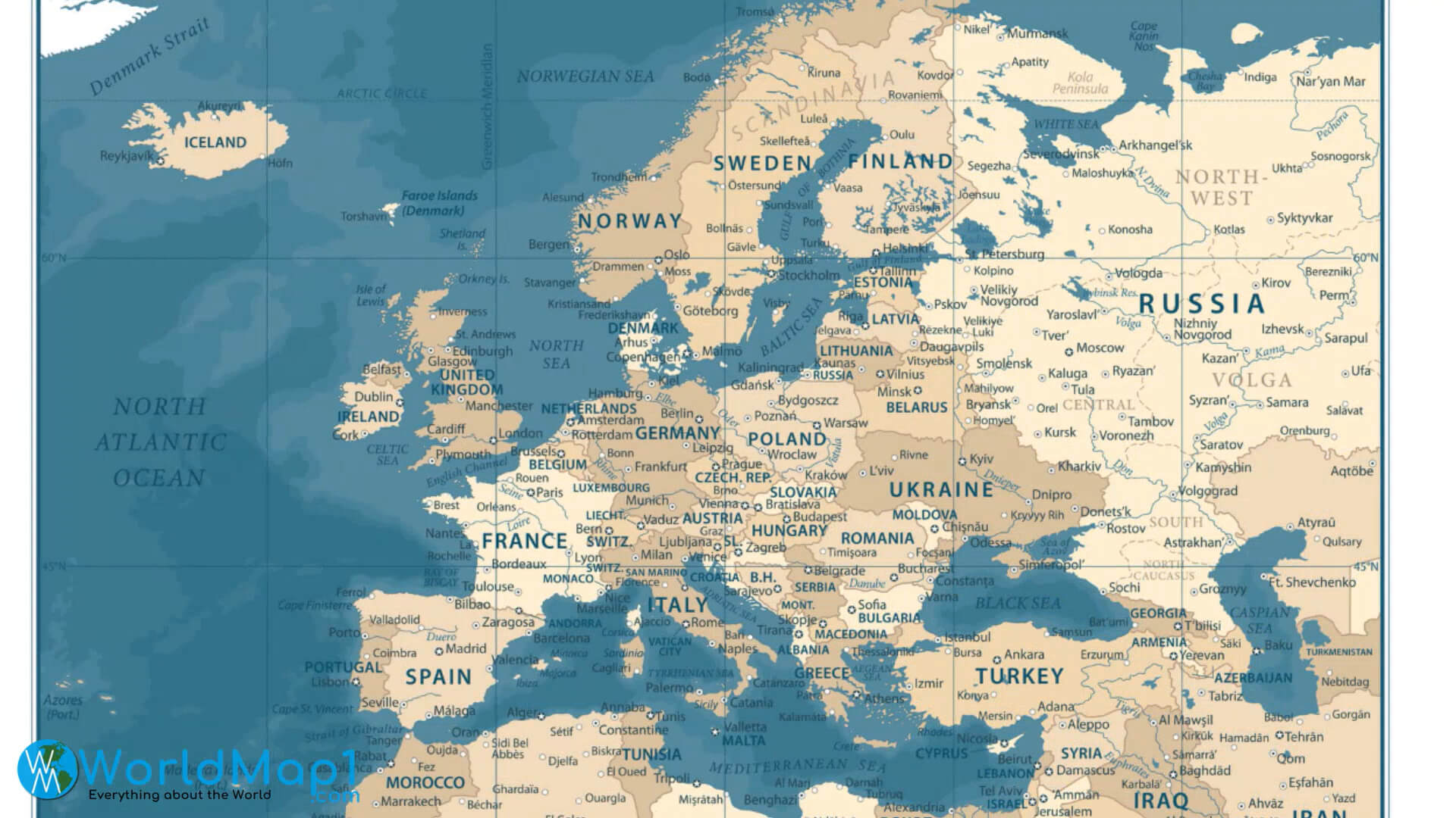 Karte von Europa und Russland